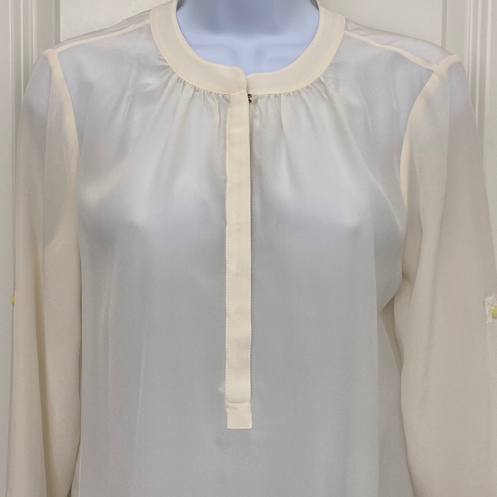 Banana Republic Silk Button Front Blouse Ivory S